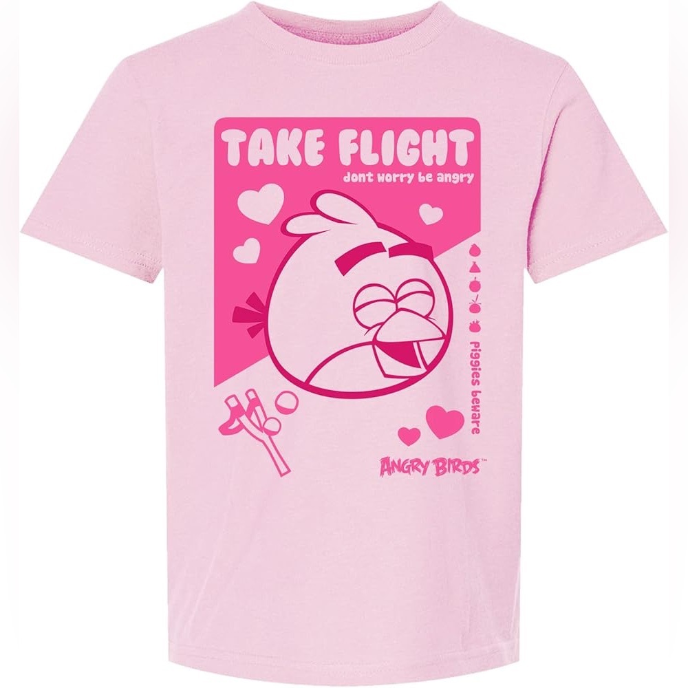 ANGRY BIRDS Official Take Flight Valentine's Day Pink T-Shirt